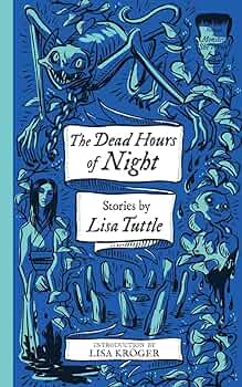 The cover of the Dead Hours of Night. It's very blue, but you can make out a woman and some monsters if you squint. 