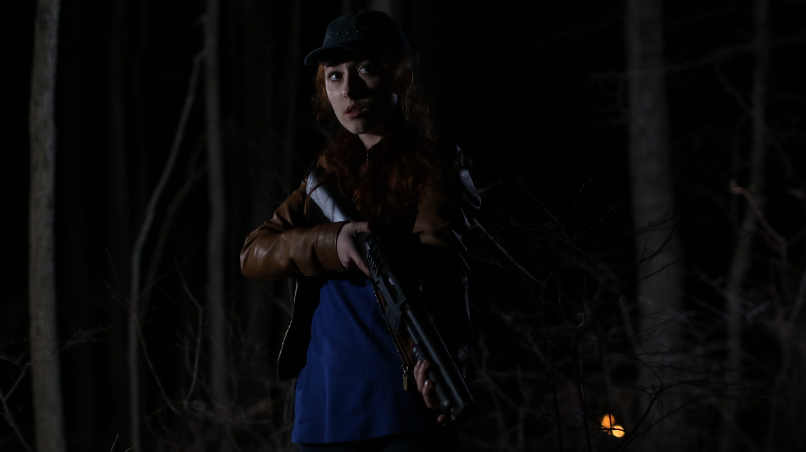 Pizza girl with rifle
