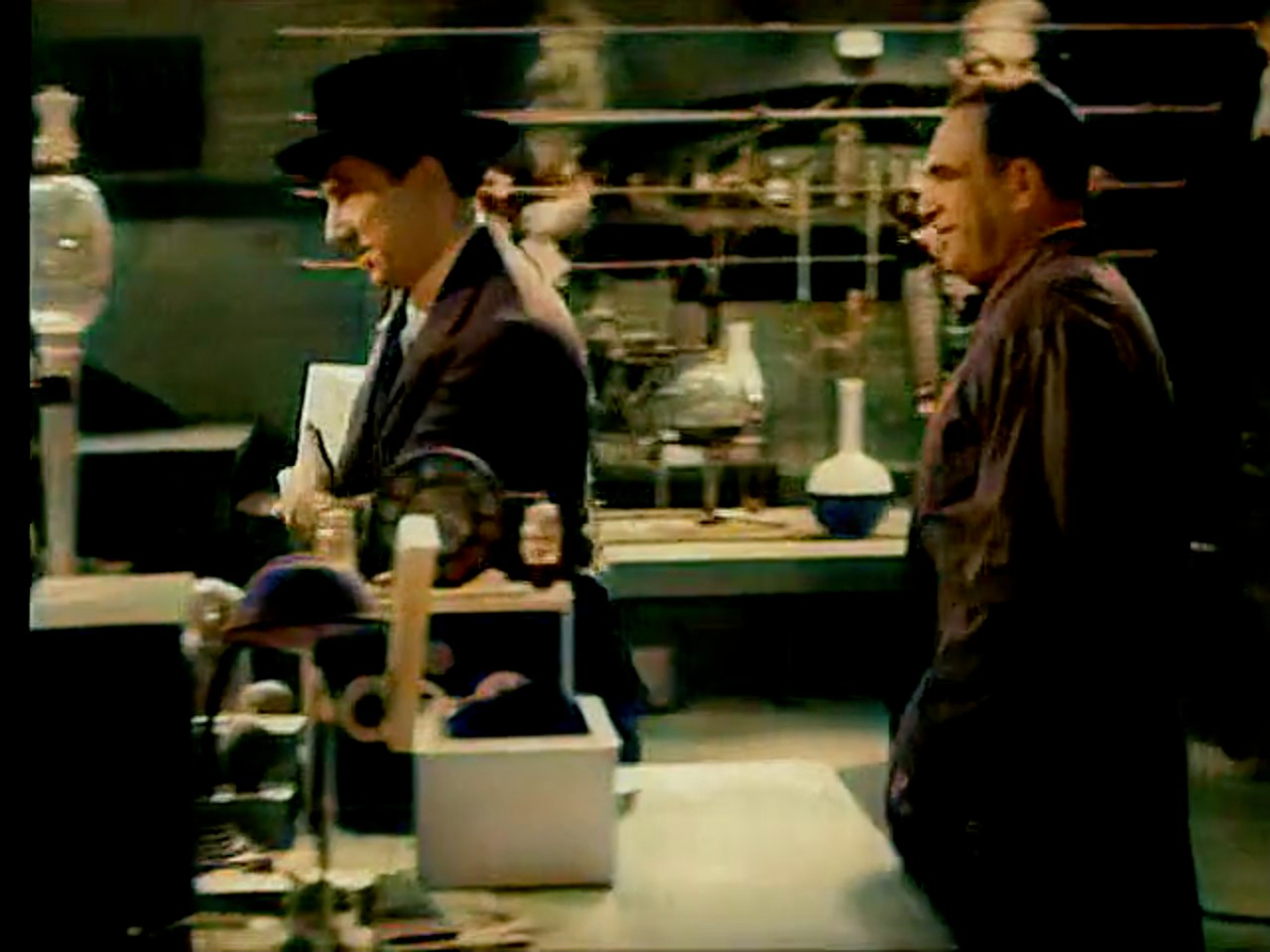 Lugosi leaves lab with package