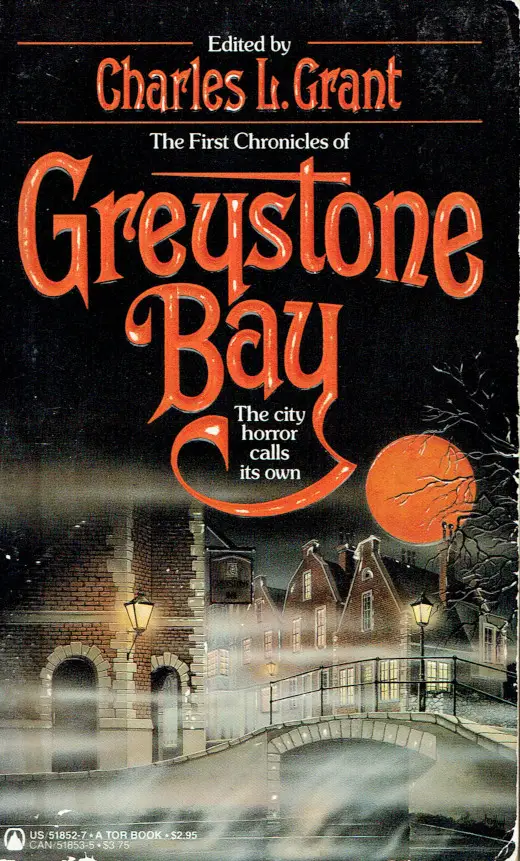 Greystone Bay Cover - title in organge over misty image of a small town