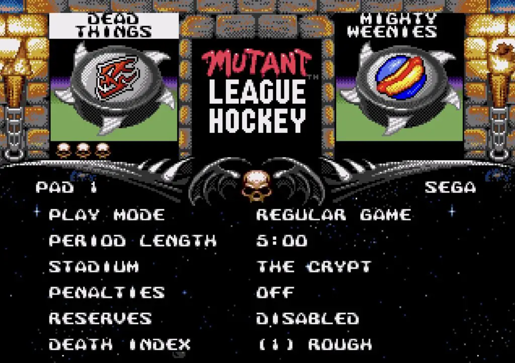 Boy, I hope you REALLY like puns if you're gonna play Mutant League Hockey.