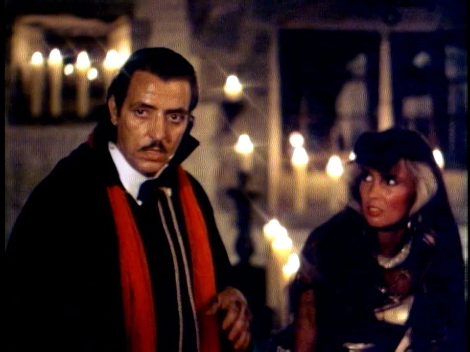 Joe Spinnel and Caroline Munro in last horror movie