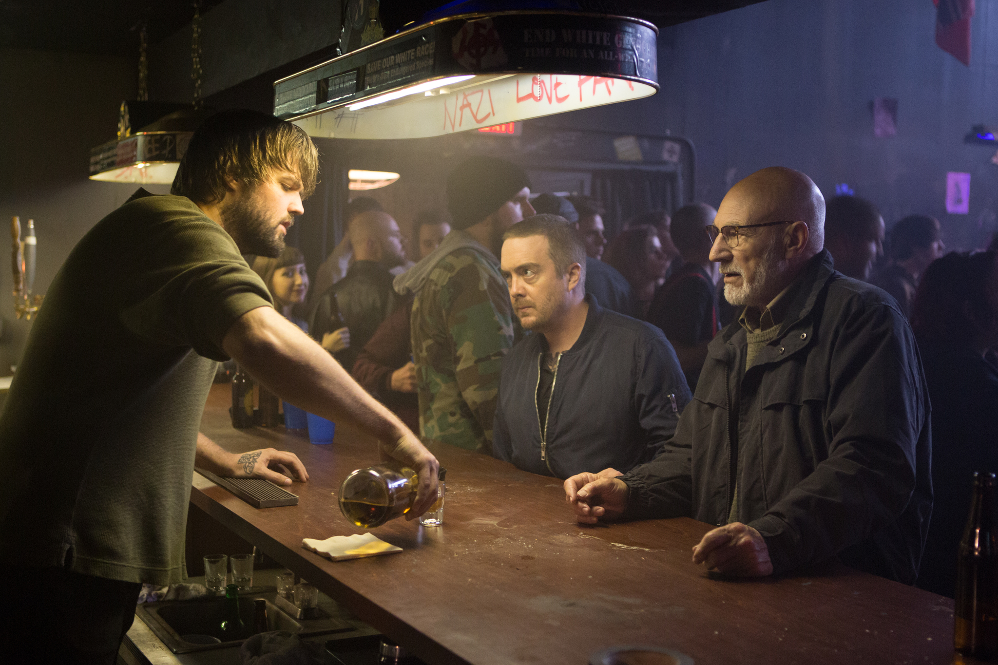 Patrick Stewart sits at bar in Green Room