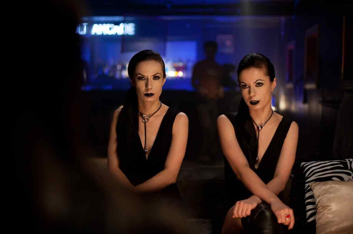 the soska sisters play a pair of evil twins who love body modifications.