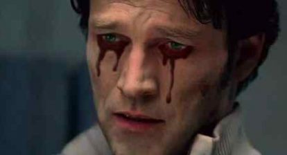 bill compton played by stephen moyer from the long standing hit vampire series true blood crying tears of blood.