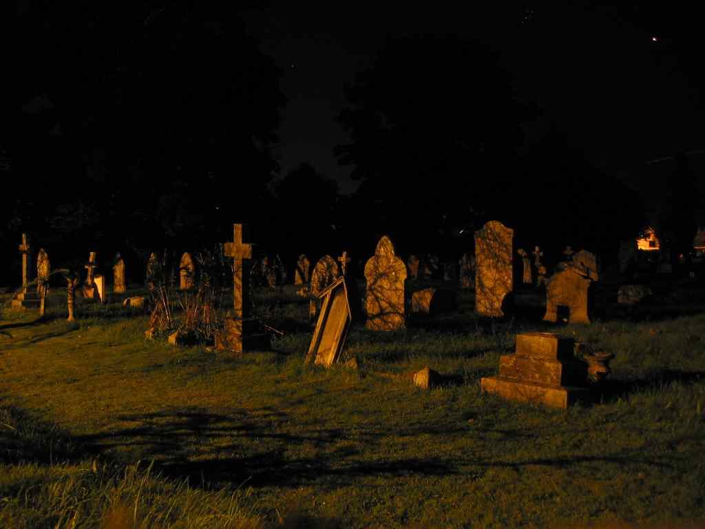 a graveyard in the dead of night is a scary place to be.