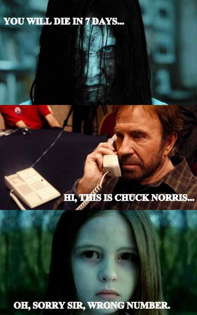 Samara Morgan from The Ring and Martial Arts pro Chuck Norris.