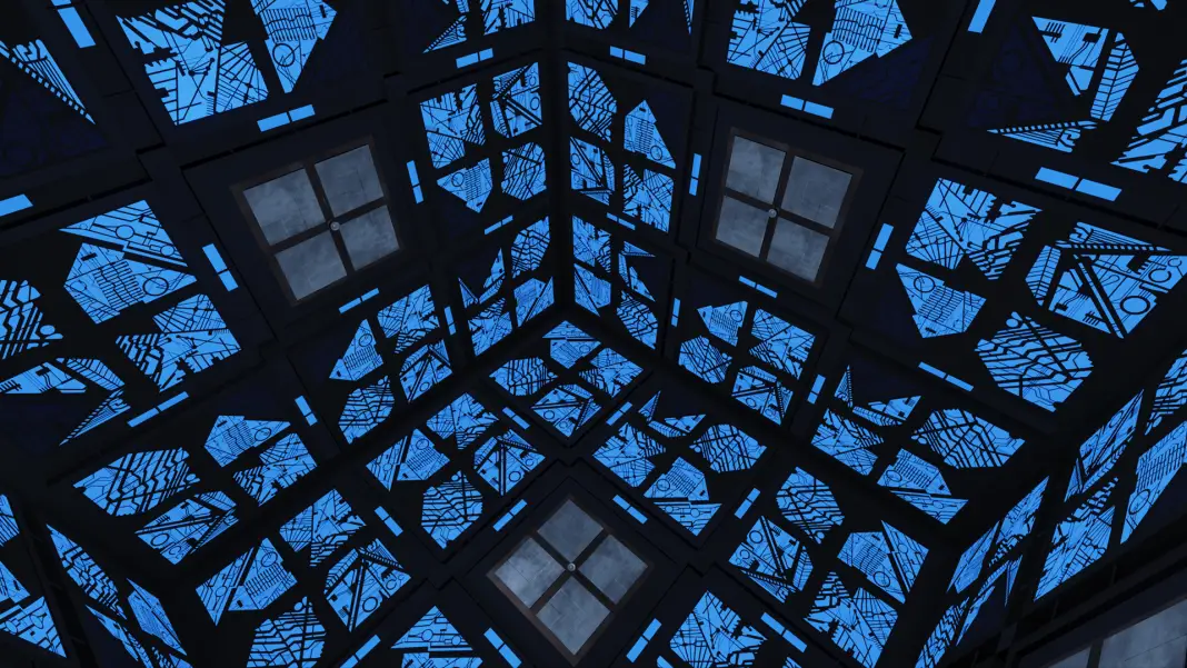 The blue room in Vincenzo Natali's Cube.