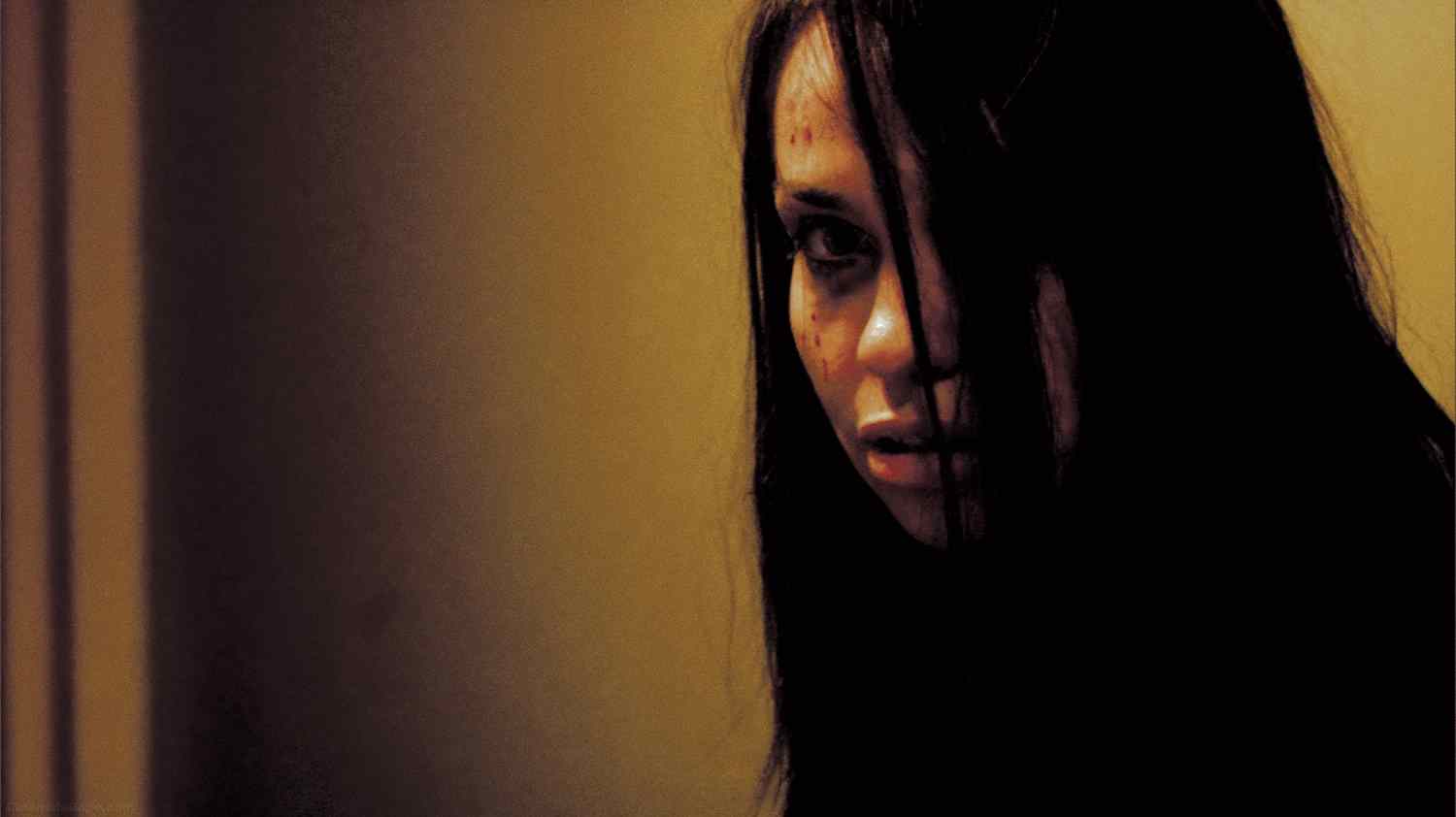 A shot of 'The Woman' (Beatrice Dalle) from the 2007 Alexandre Bustillo and Julien Maury horror film.