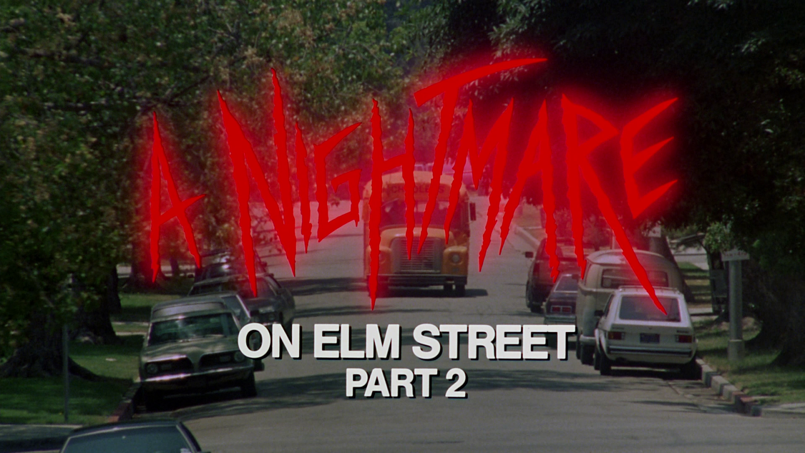 The title screen in Jack Sholder's A Nightmare on Elm Street 2.