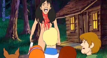 Scooby Doo and the gang meet Angela Baker from Sleepaway Camp.
