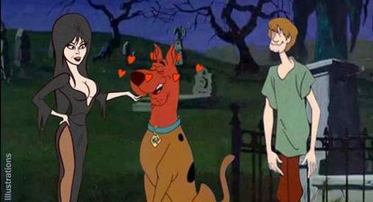 Scooby and Shaggy meet Elvira in this Travis Falligant mashup.