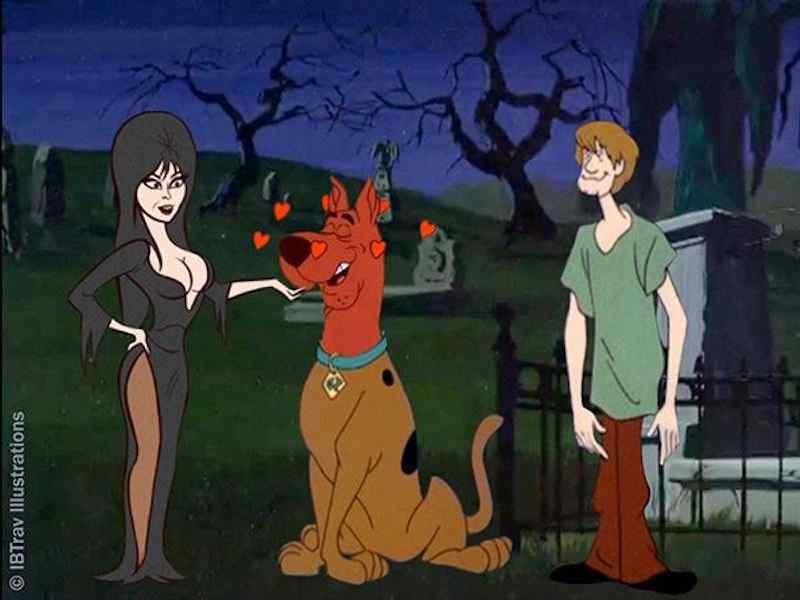 Scooby and Shaggy meet Elvira in this Travis Falligant mashup.