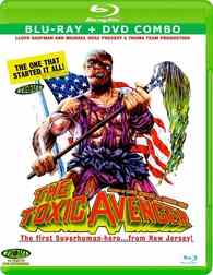 Blu-ray packaging for Lloyd Kaufman and Michael Herz's The Toxic Avenger. Troma.