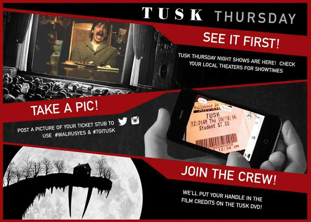 Get your name in the credits of Tusk.