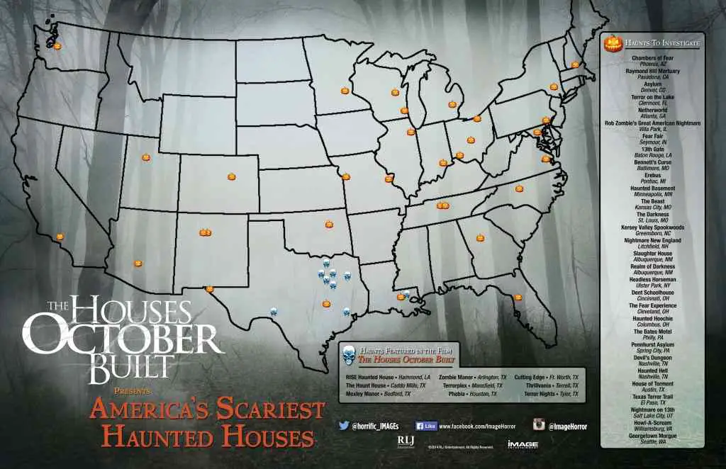 Map of haunted attractions for The Houses October Built. 