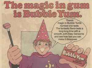 Vintage Bubble Yum advertisement - 100% Spider Free