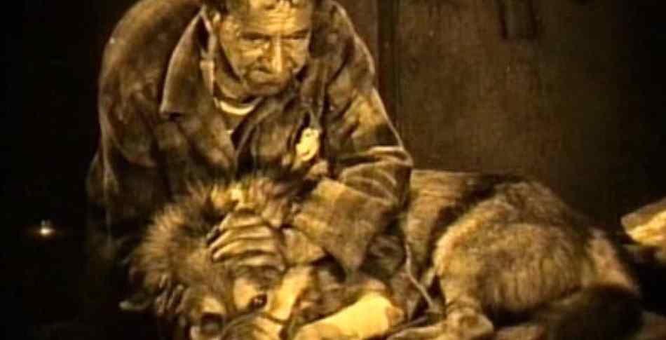 Man and wolf as seen in the vintage werewolf film Wolfblood