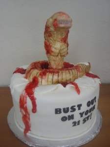 horror genre cake from the movie Alien.