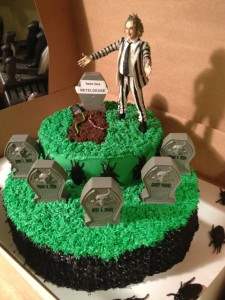 Beetle juice movie themed cake.