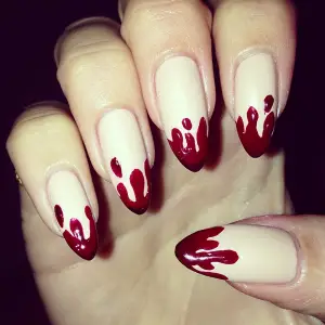 nail art with bloody hands. 
