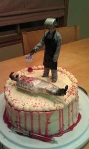 dexter horror tv show themed cake.