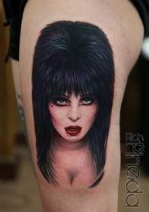 Elvira mistress of the dark horror movie tattoo.