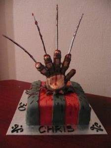 A nightmare on elm street horror movie themed cake.