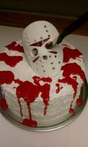 jason voorhees friday the 13th themed cake.