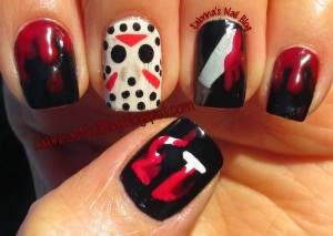 jason voorhees friday the 13th nail art.