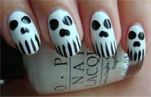 skeleton face nail art