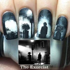 the classic horror the exorcist nail art.