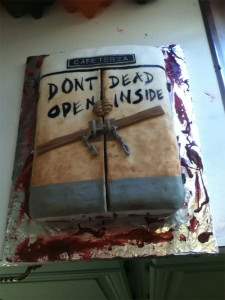 Walking dead tv show themed cake.