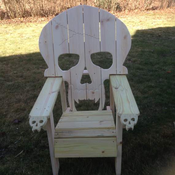 wooden skeleton garden chair.