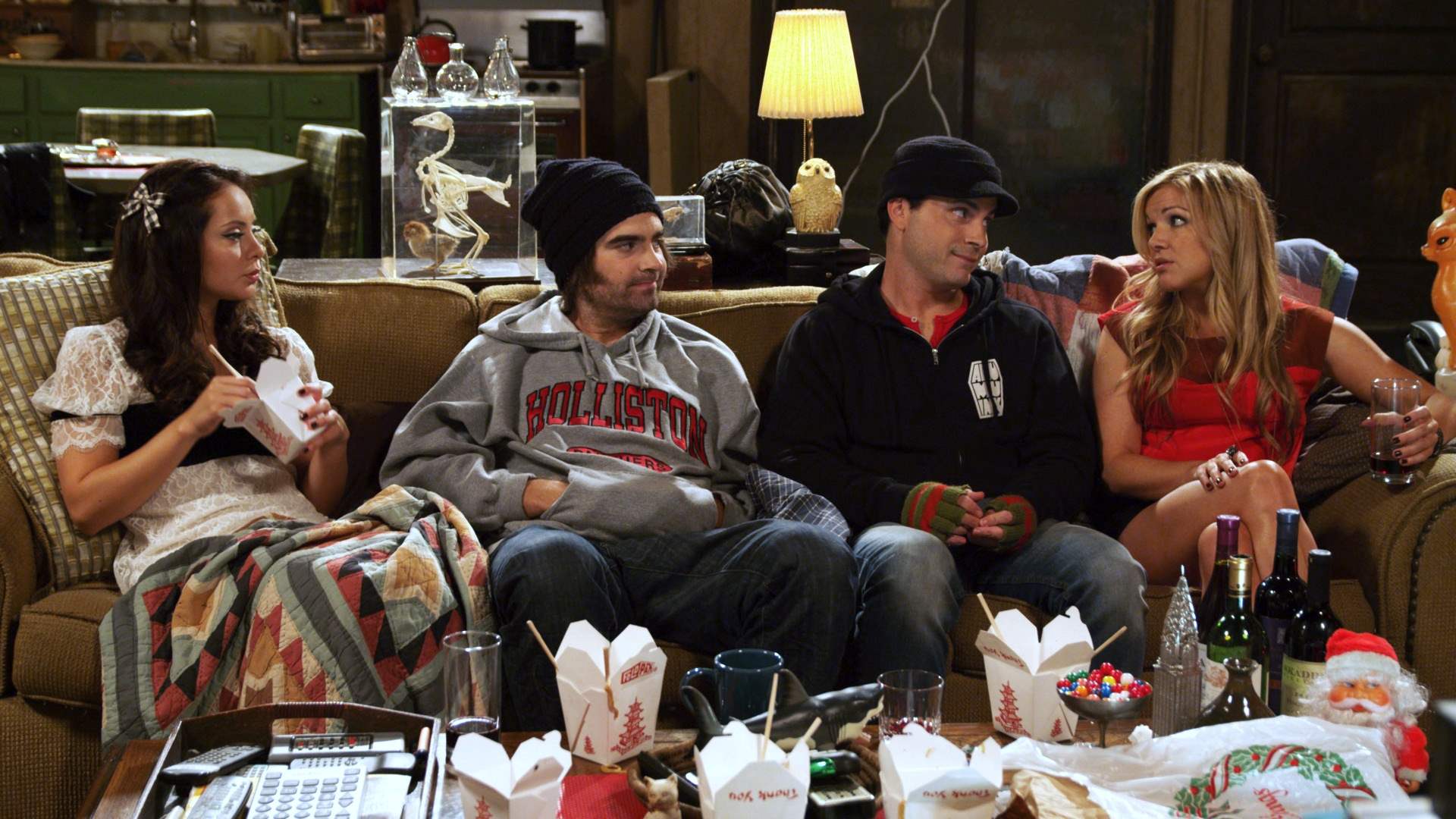 The cast of Holliston during season two's Christmas special