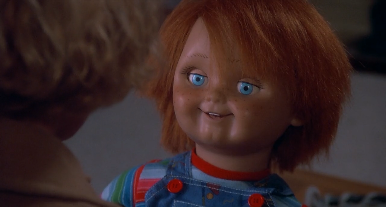 The possessed Chucky doll brings terror to the Barclay family in Child's Play.