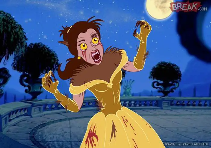 Princesses Belle as American Werewolf in Paris by Travis Falligant.