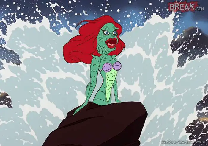 Ariel as the creature from the black lagoon.