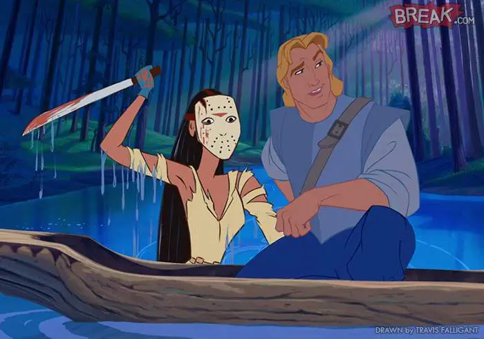 Pocahontas princesses as jason voorhees.