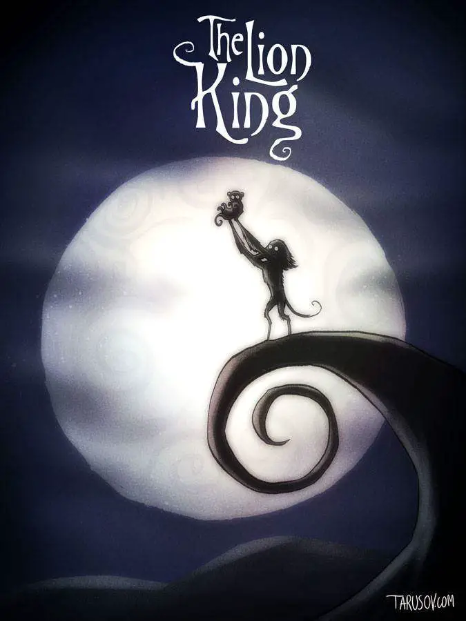Andrew Tarusov Lion King Disney Tim Burton makeover illustration.
