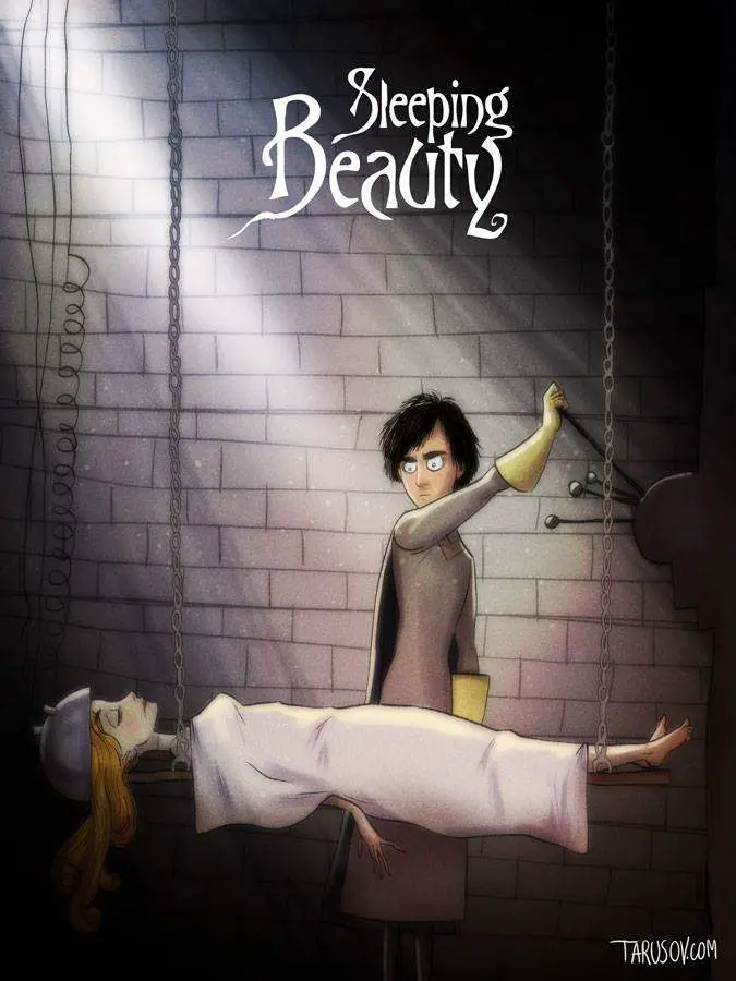 Andrew Tarusov Sleeping Beauty Disney Tim Burton makeover illustration.