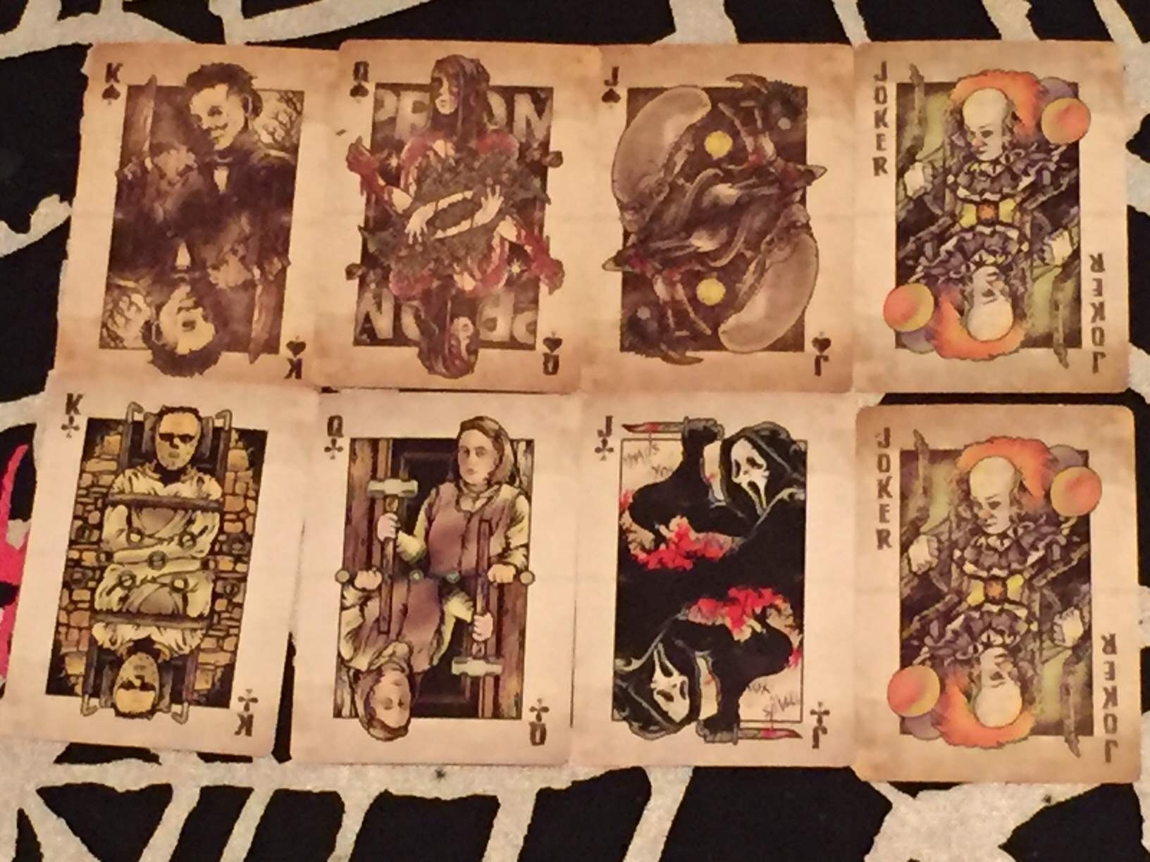 Two sets of face cards and the jokers in the deck of playing cards included in February 2016's Horror Block