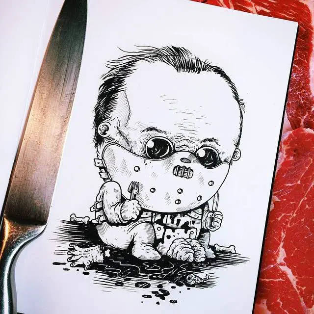 Hannibal Lecter baby from the Baby Terror illustrations by Alex Solis.