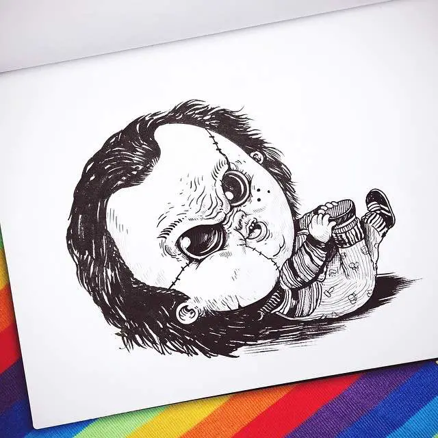 Baby Chucky by Alex Solis as apart of his Baby Terror illustrations series.