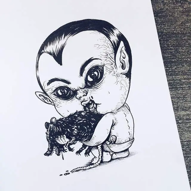 Alex Solis baby terror illustrations series.