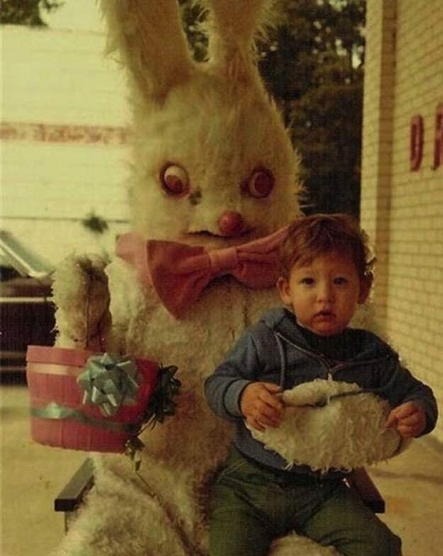 Award and creepy easter bunny family photos.