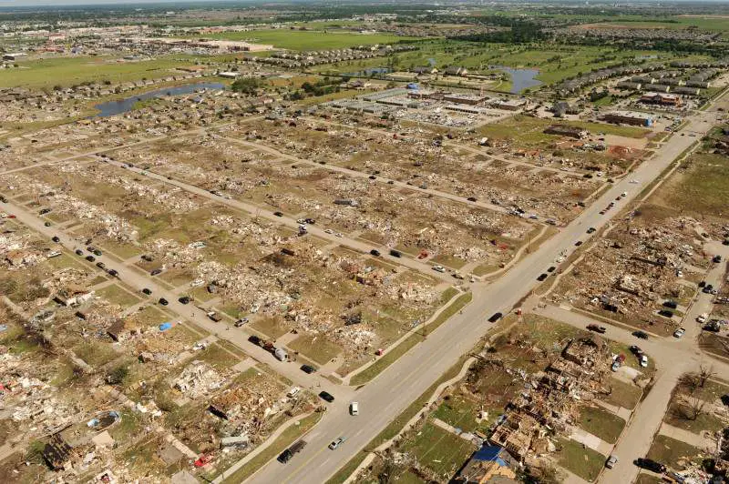 Ariel view of the May 20 2013 tornado, the disaster that served as inspiration for Nick Sanford's 'The Harvesters'