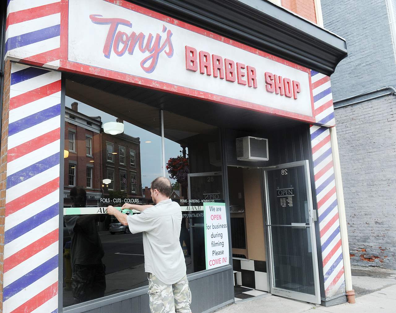 PORT HOPE -- The Avanti Hair Design store front changed to Tony's Barber Shop for the filming of Stephen King's It.