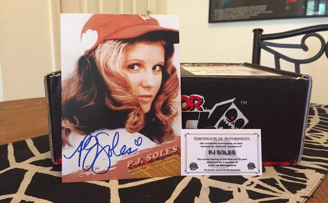 A PJ Soles autograph in the September 2016 Horror Block