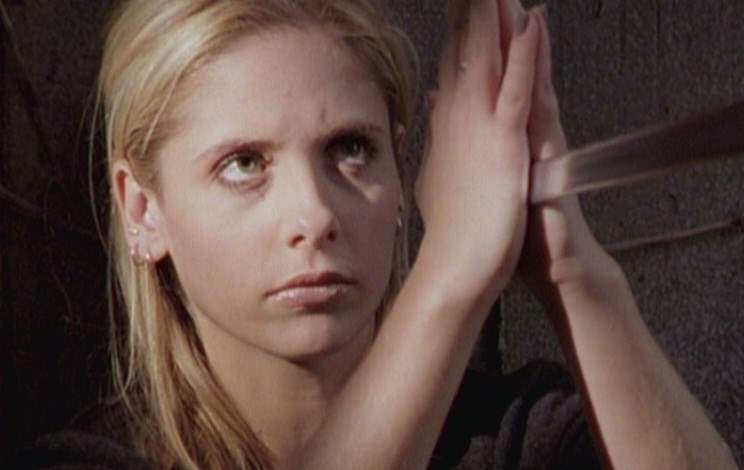Buffy in her fight against Angelus in Becoming Part 2